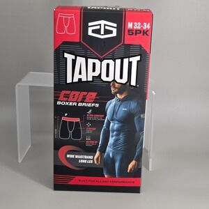 Tapout Boxer Briefs Men M 32-34 5 Pack Core Long Leg Wide Waistband Athletic New